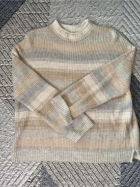 GAP Striped Turtleneck Sweater in Earthy Neutrals — Size L Tall